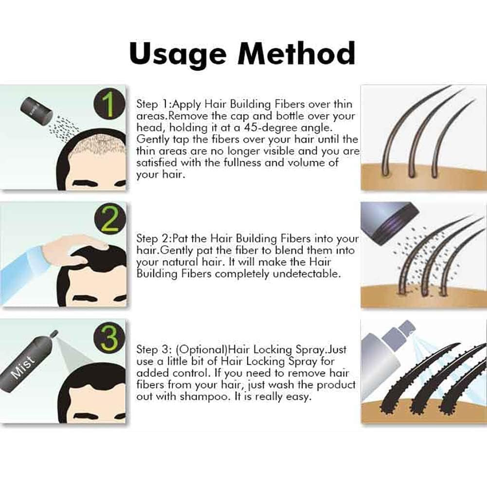 Hair Building Fibers Black 27.5G (0.97 Oz), Fill in Fine or Thinning Hair Instantly Thicker, Fuller-Looking Hair, Hair Thickening Fibers for Men & Women